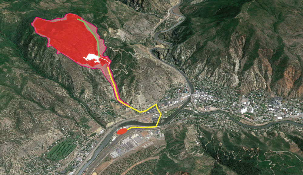 An aerial view of the proposed limestone mine area near the city of Glenwood Springs.