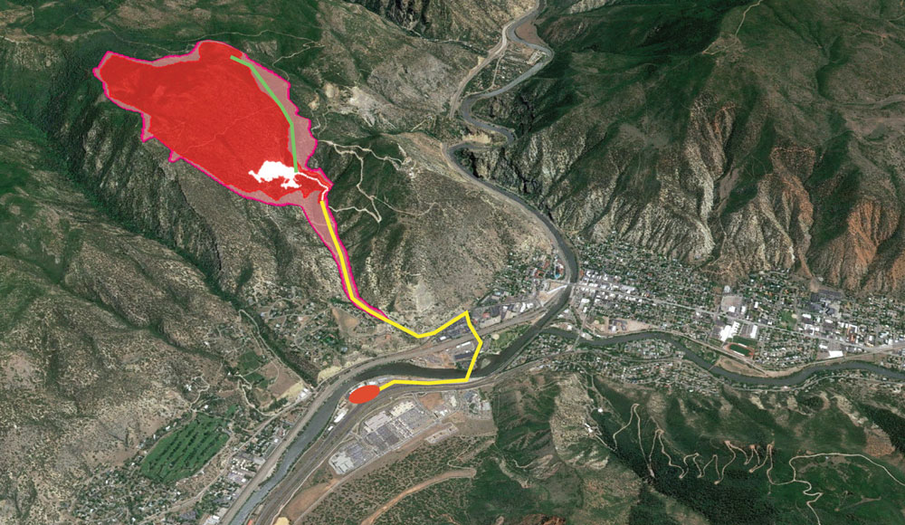 Una vista aérea del área propuesta para la mina de piedra caliza cerca de la ciudad de Glenwood Springs.