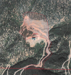 Aerial photo showing boundaries of the authorized boundaries of the limestone quarry.