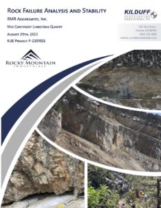 Informe "Análisis y estabilidad de fallas de rocas" de Kilduff Underground Engineering.